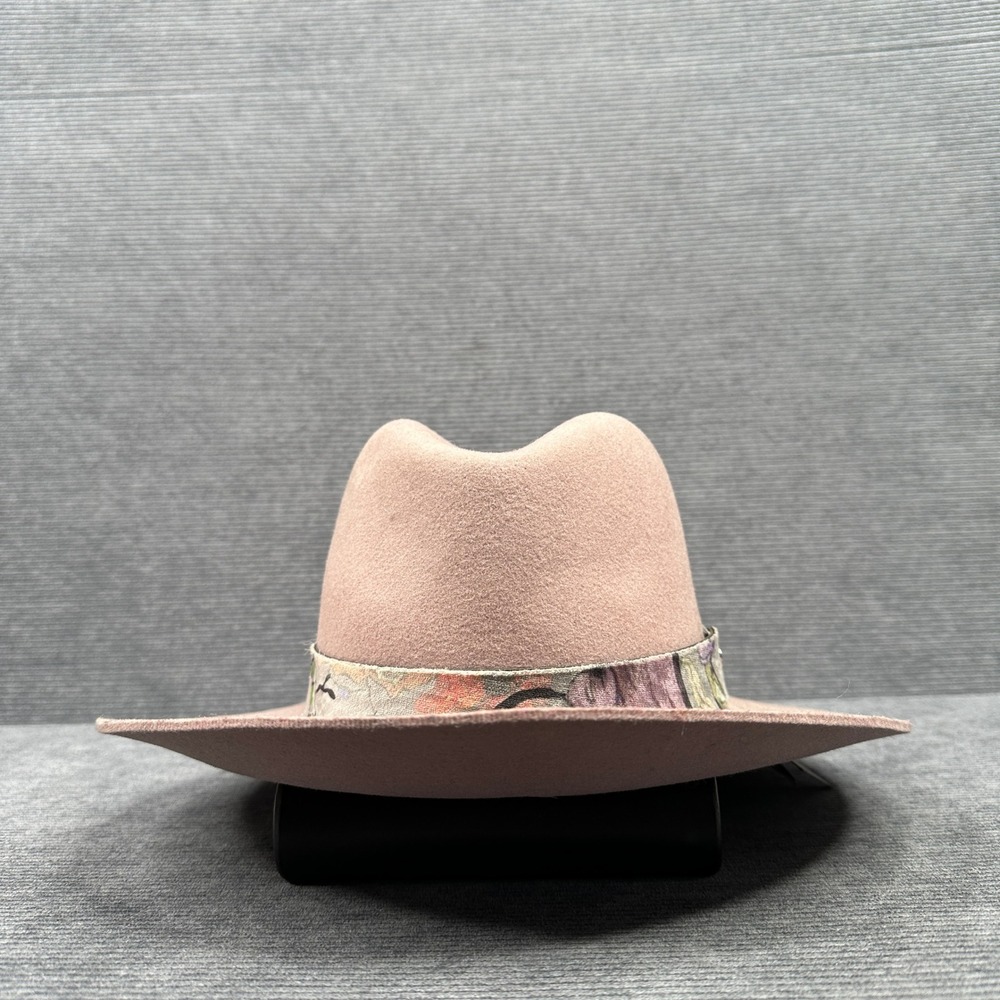 Rag & Bone New York Dusty Rose Wool Felt Fedora Hat Floral Band Size S